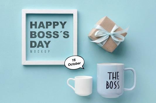 Free Happy Boss'S Day With Frame And Present Psd