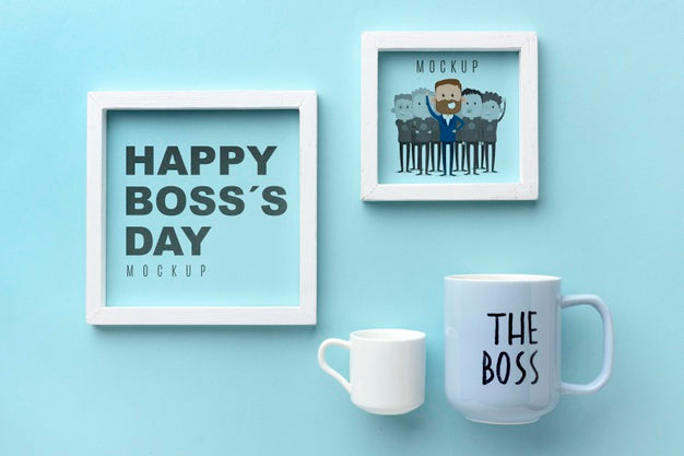 Free Happy Boss'S Day With Frames And Mugs Psd