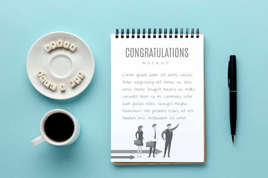 Free Happy Boss'S Day With Notebook And Coffee Psd