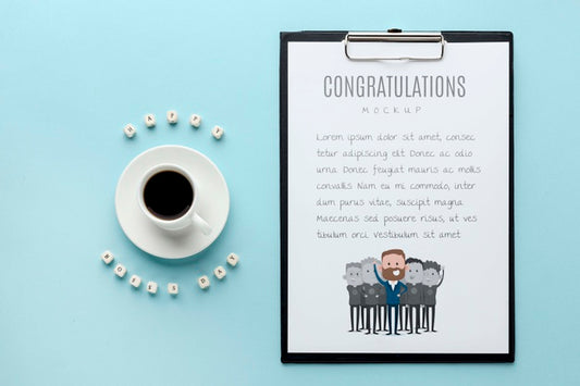 Free Happy Boss'S Day With Notepad And Coffee Psd