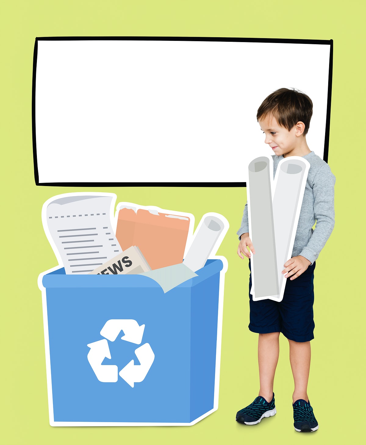 Free Happy Boy Collecting Paper For Recycling