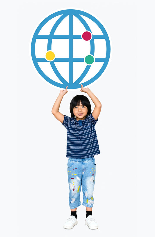 Free Happy Boy Holding A Browser Logo
