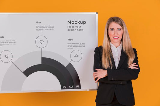 Free Happy Business Woman Woman Concept Mock-Up Psd