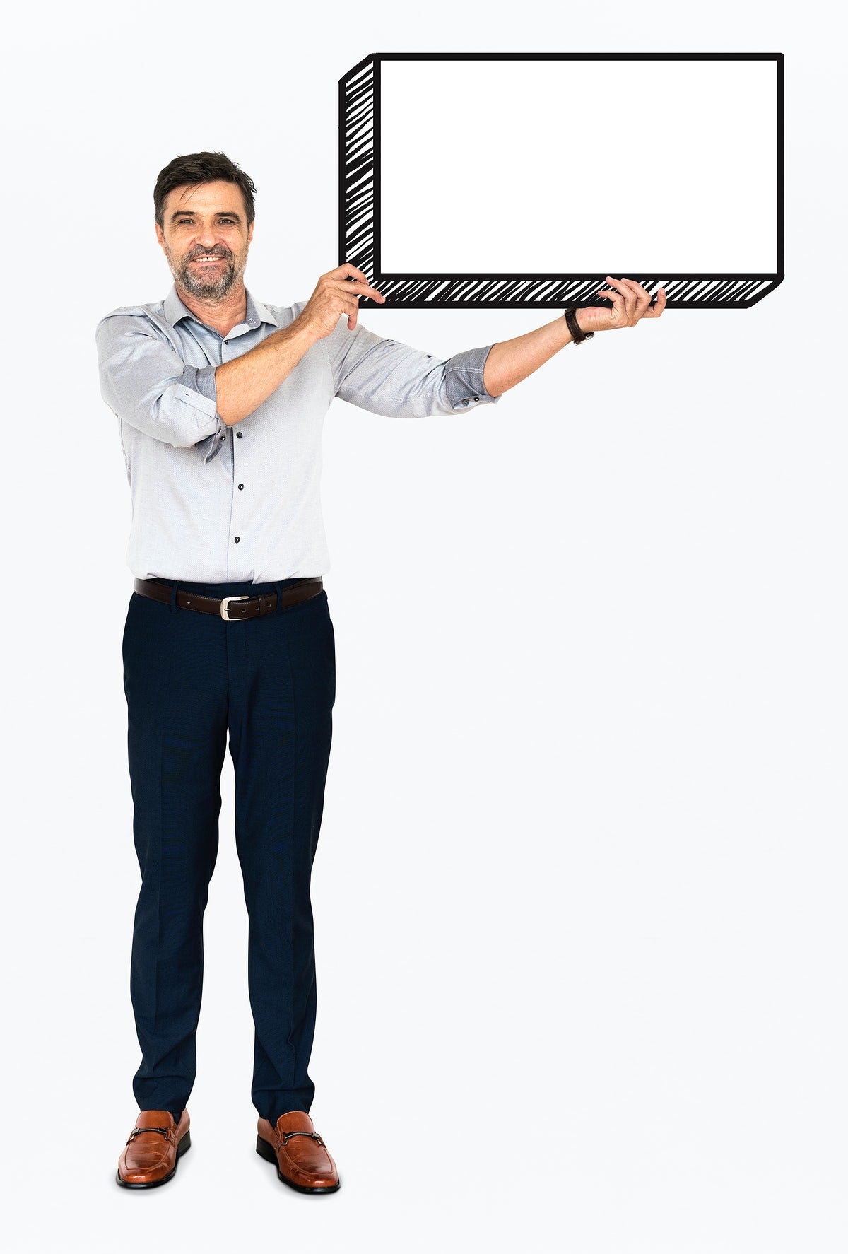 Free Happy Businessman Holding An Empty Board