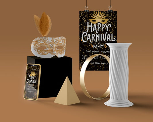 Free Happy Carnival Message And Decorations Psd