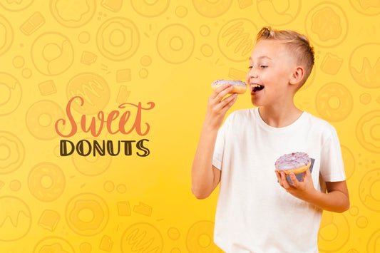 Free Happy Child Eating A Donut Psd