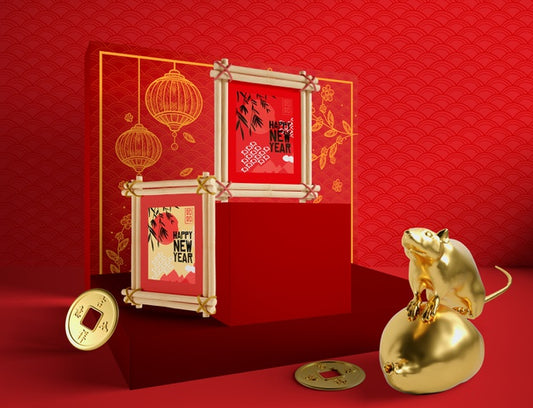 Free Happy Chinese New Year With Golden Rat Psd