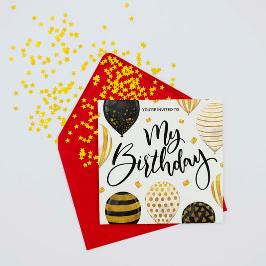 Free Happy Colourful Birthday Letter And Envelope With Confetti Psd