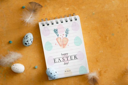 Free Happy Easter Notepad Top View Psd