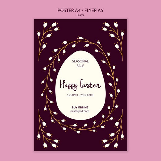 Free Happy Easter Sales Poster Template Psd