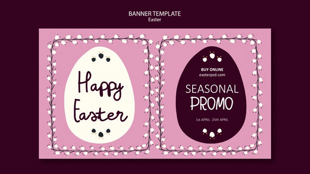 Free Happy Easter Seasonal Promo Banner Psd