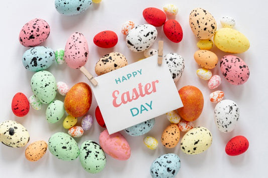 Free Happy Easter With Colorful Eggs Psd