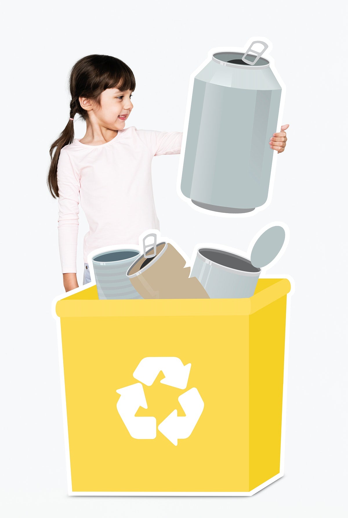 Free Happy Girl Collecting Cans For Recycling