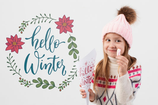 Free Happy Girl Wearing Winter Clothes Psd