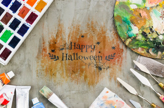 Free Happy Halloween Artistic Concept With Acrylic Pallette Psd