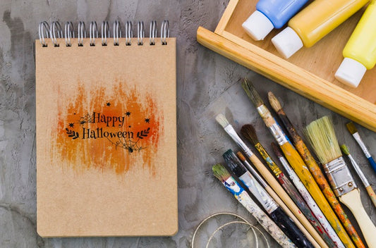 Free Happy Halloween Message On Notebook Psd