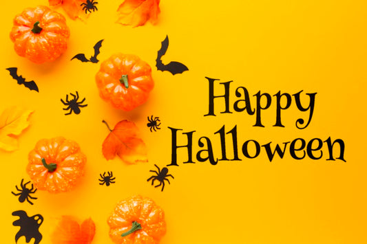 Free Happy Halloween Message With Pumpkins Psd