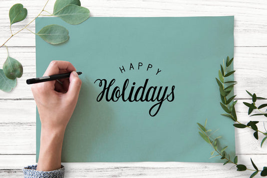 Free Happy Holidays Greeting Design Mockup Psd