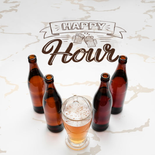 Free Happy Hour With Craft Beer Mock-Up Psd