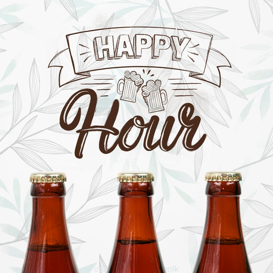 Free Happy Hour With Craft Beer Mock-Up Psd