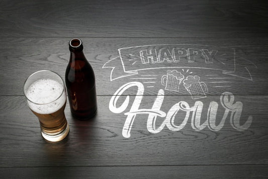 Free Happy Hour With Craft Beer Mokc-Up Psd