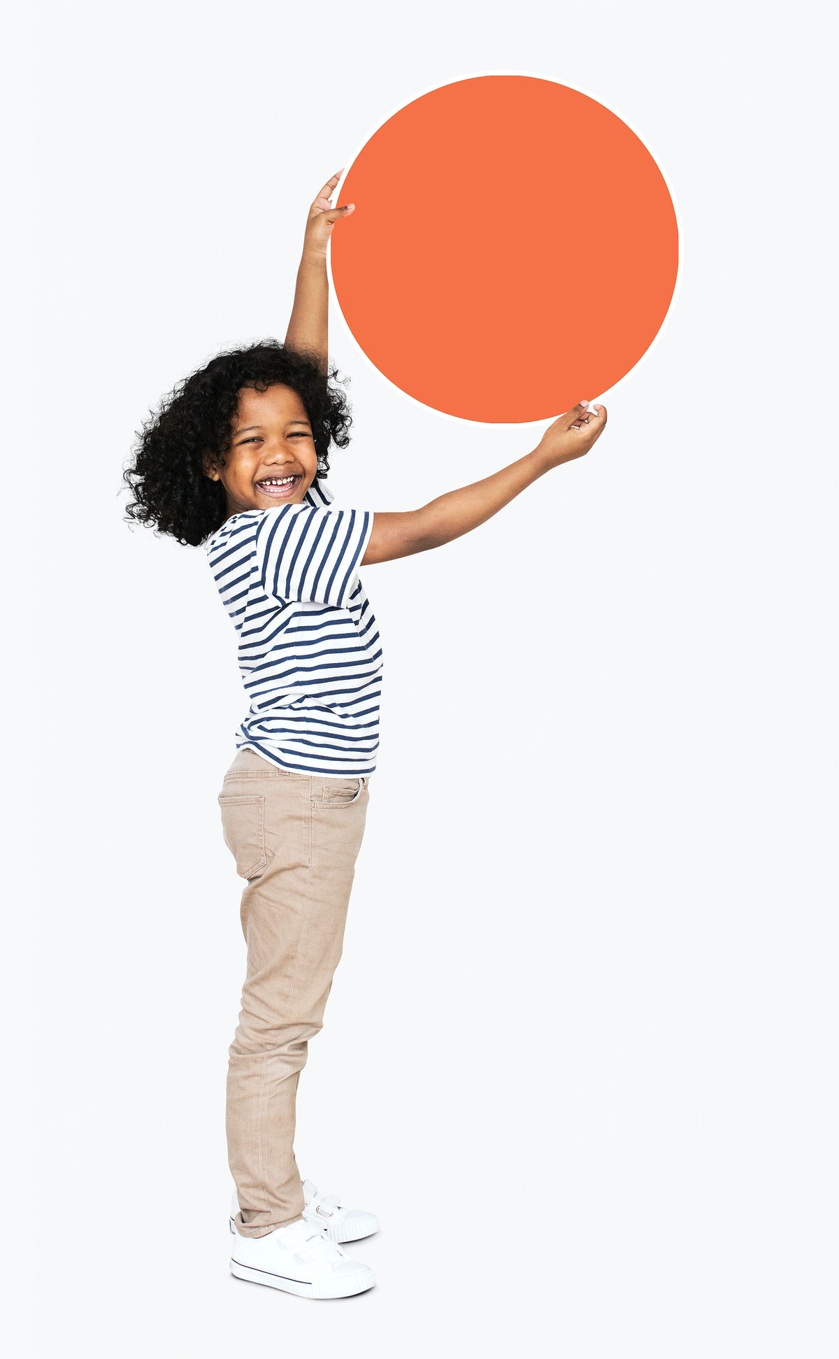 Free Happy Kid Holding An Orange Empty Board