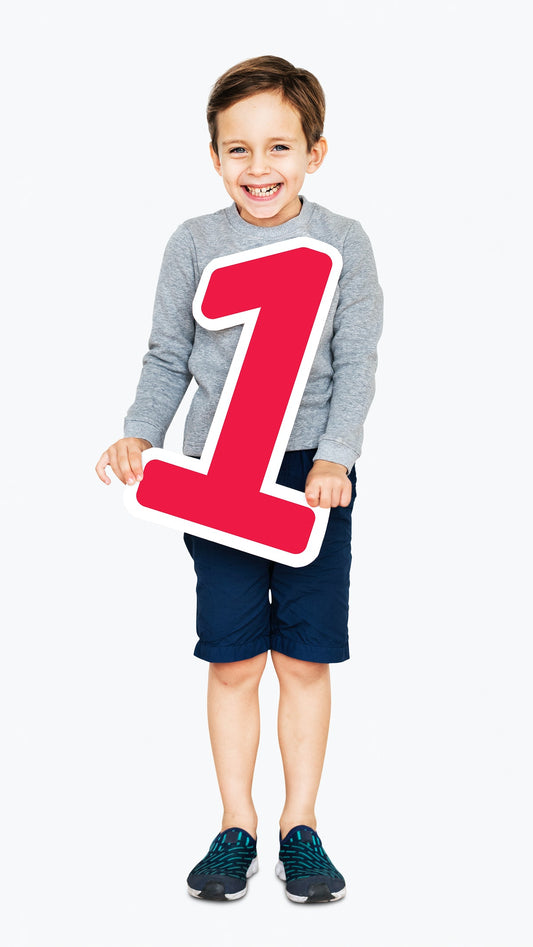 Free Happy Kid Holding Number One