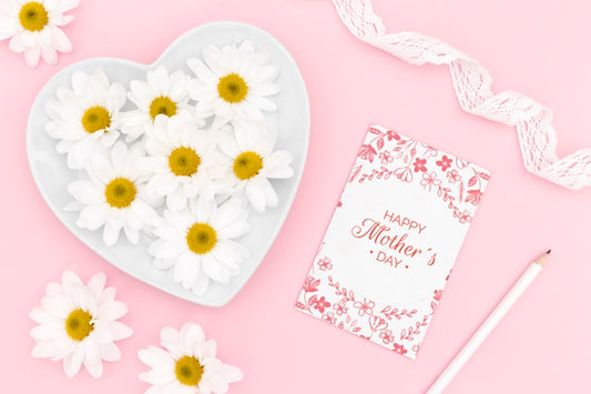 Free Happy Mother'S Day Card With Chamomile Flowers Psd