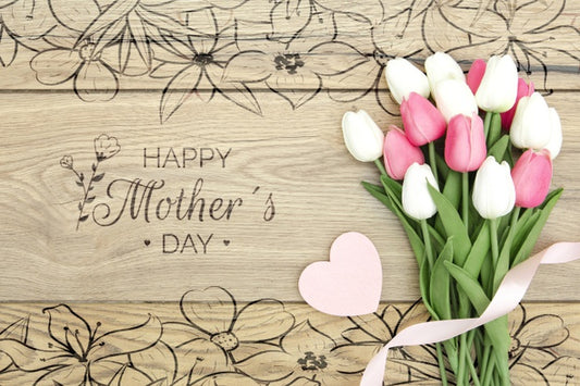Free Happy Mother'S Day With Bouquet Of Tulips Psd