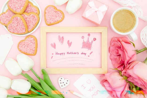 Free Happy Mother'S Day With Frame And Tulips Psd