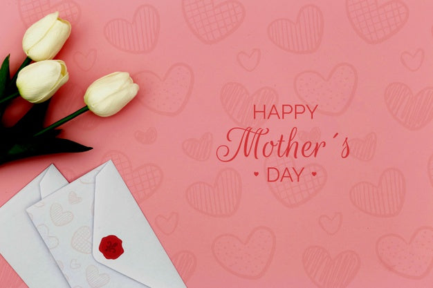 Free Happy Mother'S Day With Tulips And Envelopes Psd
