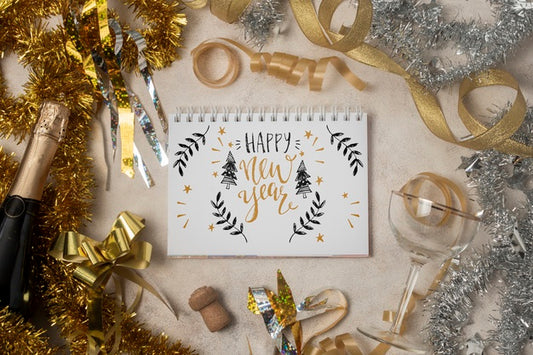Free Happy New Year Concept Mock-Up Psd