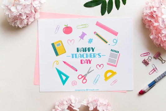 Free Happy Teacher'S Day Card Mock-Up Psd
