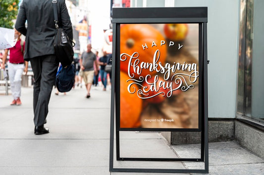 Free Happy Thanksgiving Billboard Mock-Up Psd