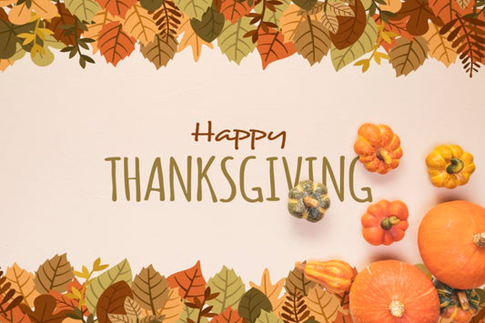 Free Happy Thanksgiving Day With Dried Leaves Psd