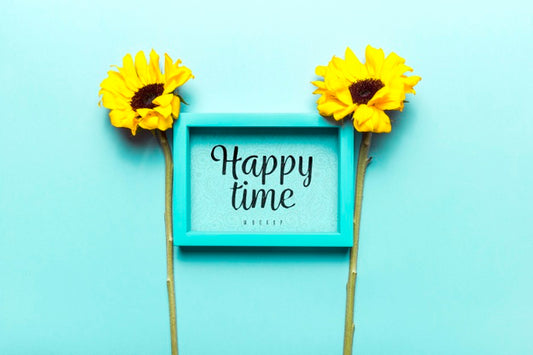 Free Happy Time Mock-Up Flowers Assortment Psd