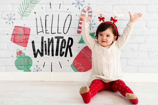 Free Happy Toddler With Reindeer Headband Psd