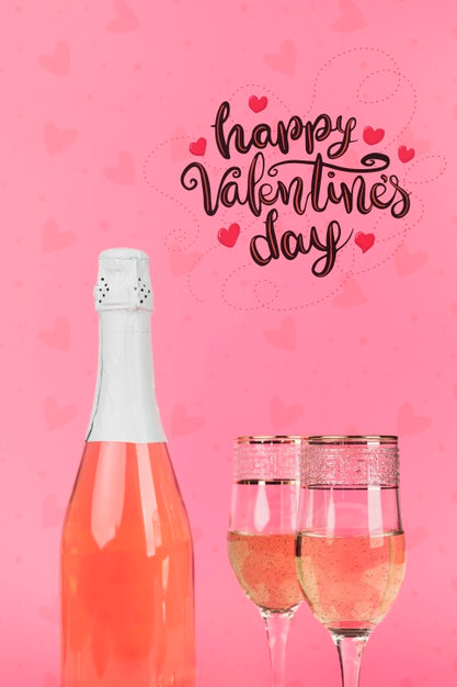 Free Happy Valentines Day Celebration With Champagne Psd