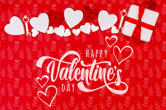 Free Happy Valentine'S Day Concept With Red Background Psd