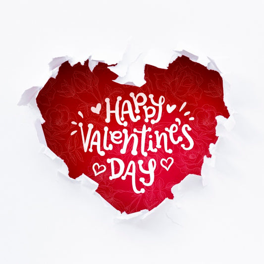 Free Happy Valentines Day Lettering In Red Heart Shaped Hole Psd