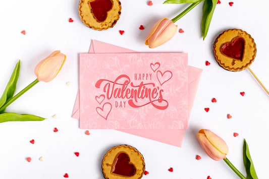Free Happy Valentines Day Lettering On Pink Card Psd