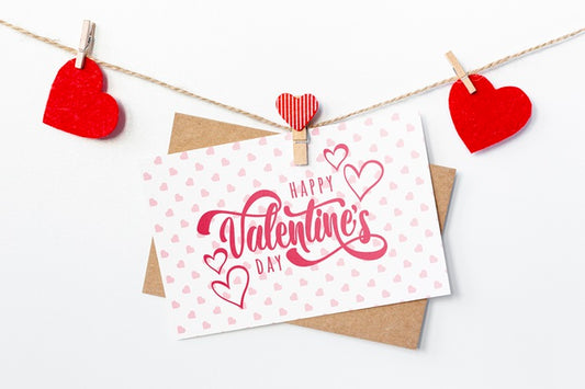 Free Happy Valentines Day Lettering On White Card Psd