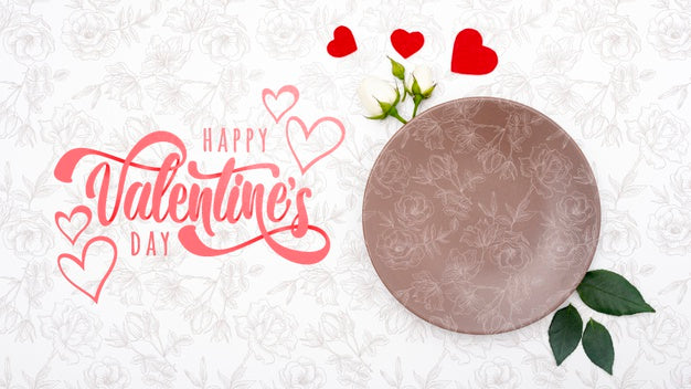 Free Happy Valentines Day Lettering With Empty Plate Psd
