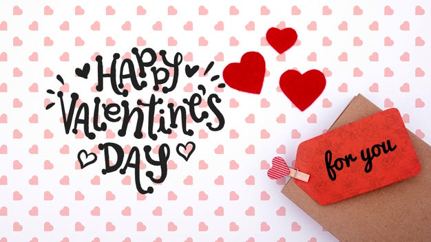 Free Happy Valentines Day Mock-Up On White Background With Hearts Psd