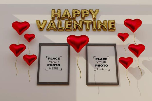 Free Happy Valentine'S Day Scene With Frame Mockup Psd