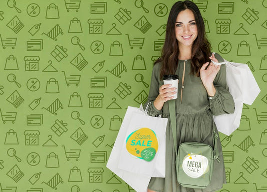 Free Happy Woman With The Shopping She Bought Psd