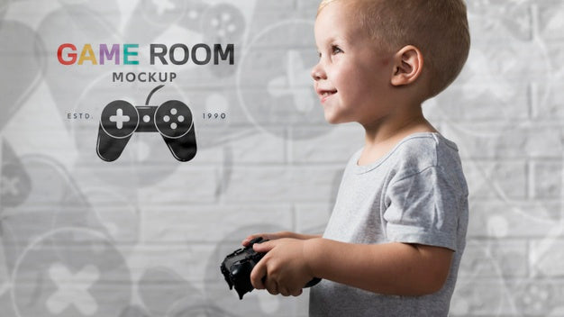 Free Happy Young Boy Playing On Console Psd