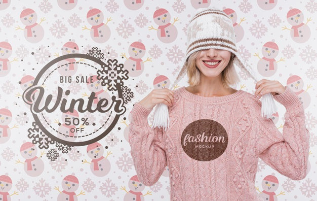 Free Happy Young Woman With Winter Sweater Psd