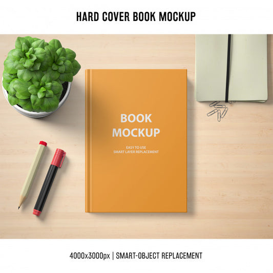 Free Hard Cover Book Mockup With Basil Psd