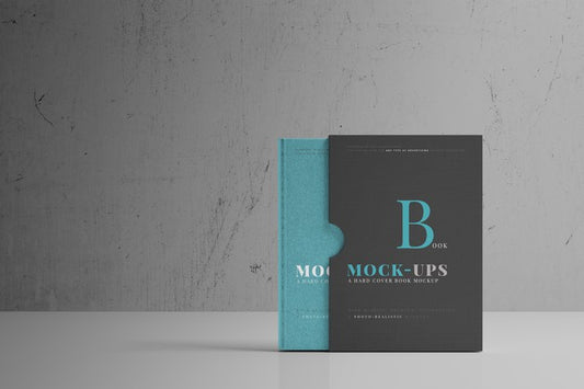Free Hard Cover Book Mockup With Book Sleeve Psd